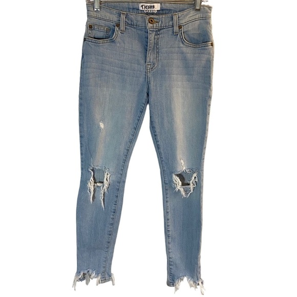 Men's Distressed Raw Hem Jeans